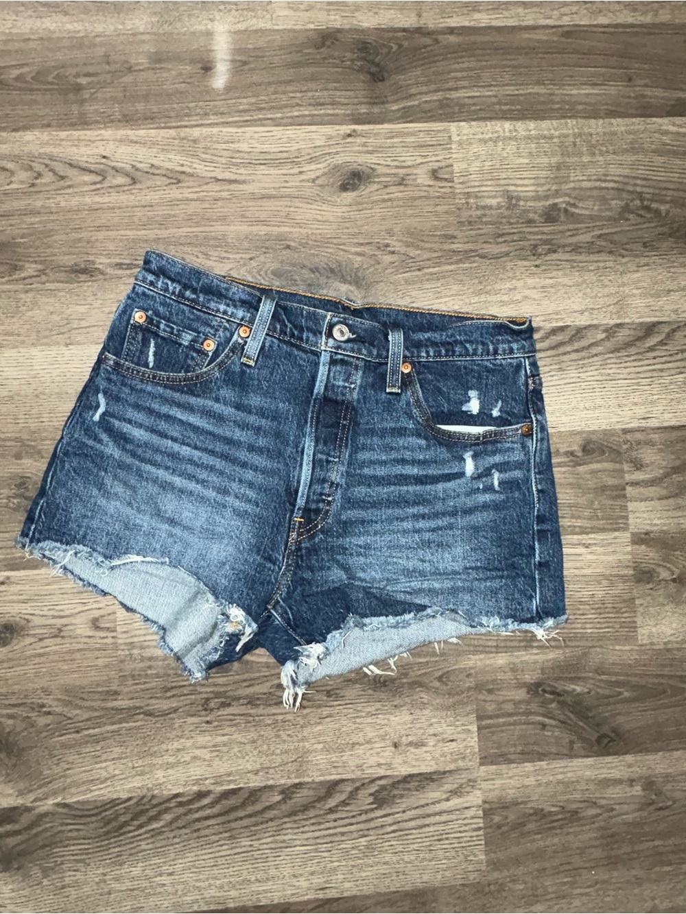 Levi's Distressed Blue Denim Cutoff Shorts